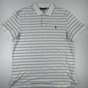 Polo Golf Ralph Lauren Polo Shirt Mens XL White Striped Pro Fit Golf Stretch